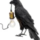 KARE DESIGN Animal Crow bordlampe - mat sort polyresin og kobber aluminium