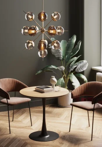 KARE DESIGN Schickeria spisebord, rund - laminat m. egetrslook og sort stl (80)