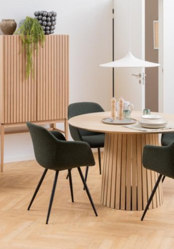 ACT NORDIC Christo spisebord, rund - hvidpigmenteret egefinér med lamel fod (120)