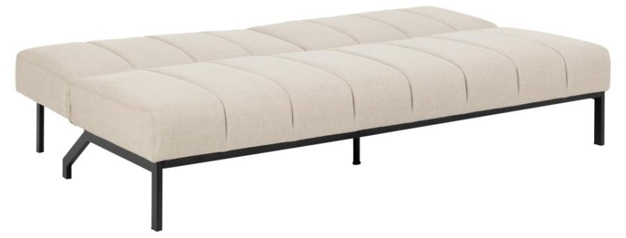 ACT NORDIC Caix sovesofa, m. click & clack, delt rygln, syninger - beige stof og sort stl (198x95)