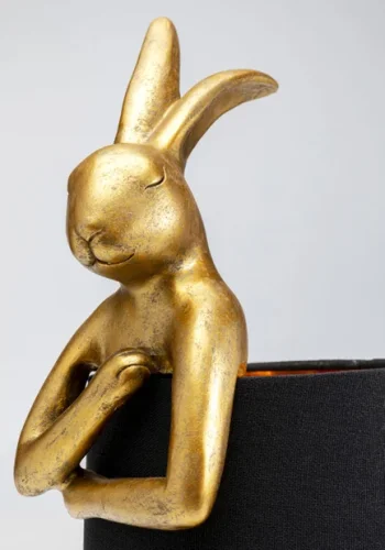 KARE DESIGN Animal Rabbit bordlampe - sort linnedhr og guld polyresin/stl (H:50cm)