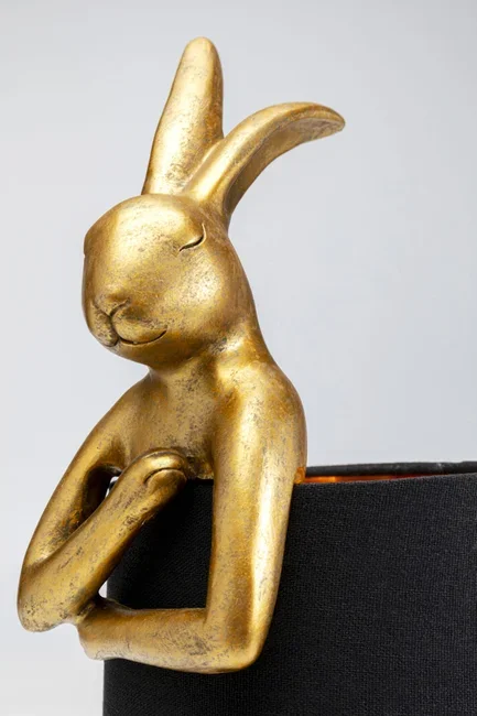 KARE DESIGN Animal Rabbit bordlampe - sort linnedhr og guld polyresin/stl (H:50cm)