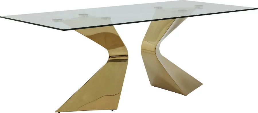 KARE DESIGN Gloria spisebord, rektangulr - klar glas og guld stl (200x100)