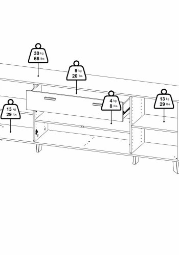 TVILUM Ikast Sknk 4 lger + 1 skuffe, Jackson Hickory/Hvid, 195,7 x 39,1 x 73 cm