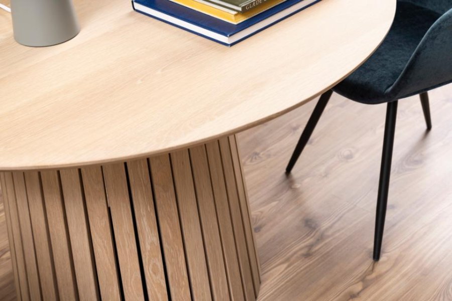 ACT NORDIC Christo spisebord, rund - hvidpigmenteret egefinér med lamel fod (120)