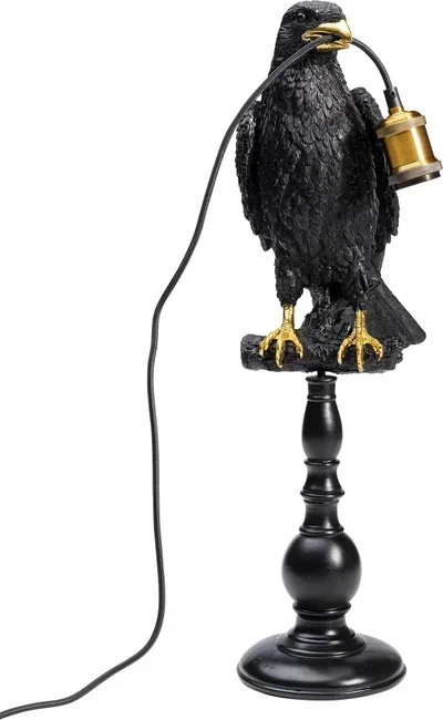KARE DESIGN Animal Sitting Crow bordlampe - sort polyresin og guld aluminium (H:61cm)