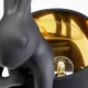 KARE DESIGN Animal Rabbit bordlampe - sort linnedhr og mat sort polyresin/stl (H:50cm)