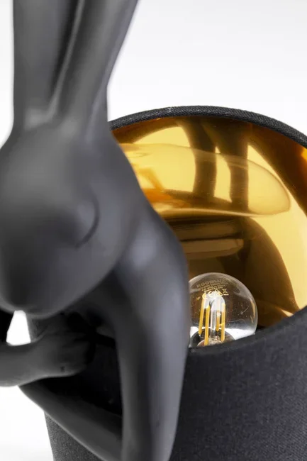 KARE DESIGN Animal Rabbit bordlampe - sort linnedhr og mat sort polyresin/stl (H:50cm)