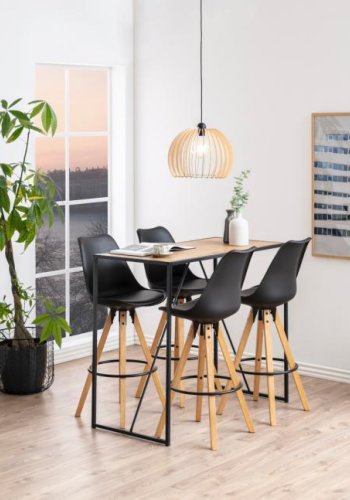 ACT NORDIC Seaford barbord, rektangulr - natur vild eg papir og mat sort stl (120x60)