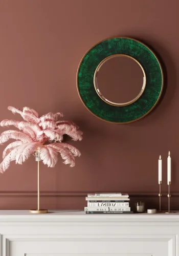 KARE DESIGN Feather Palm bordlampe - lyserd strudsefjer og messing stl