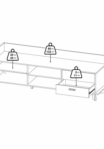 TVILUM Ikast TV-mbel med 1 lge + 2 skuffer, Jackson Hickory/Hvid, 181,9 x 51,2 x 61,6 cm