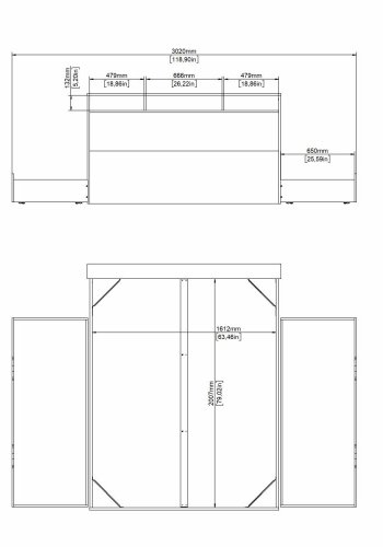 TVILUM Ikast Seng med 2 skuffer 160x200, Jackson Hickory / Hvid, 169,8 x 216 x 96,8 cm