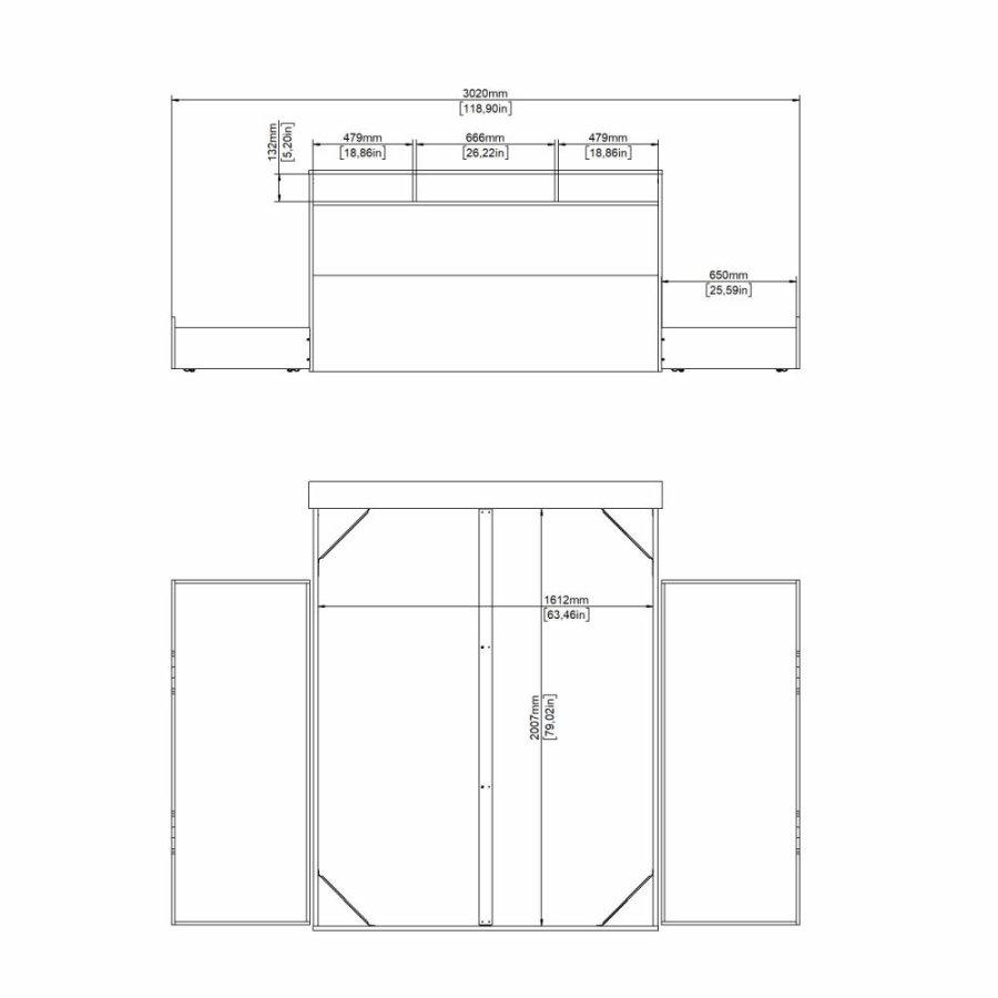 TVILUM Ikast Seng med 2 skuffer 160x200, Jackson Hickory / Hvid, 169,8 x 216 x 96,8 cm