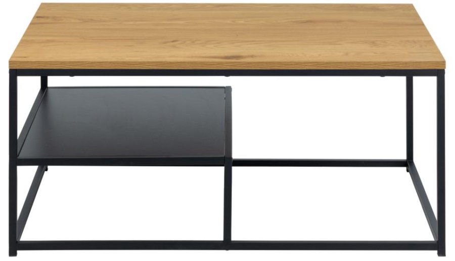 ACT NORDIC Gila sofabord, m. 1 hylde - natur vild eg/sort melamin og sort stl (90x60)