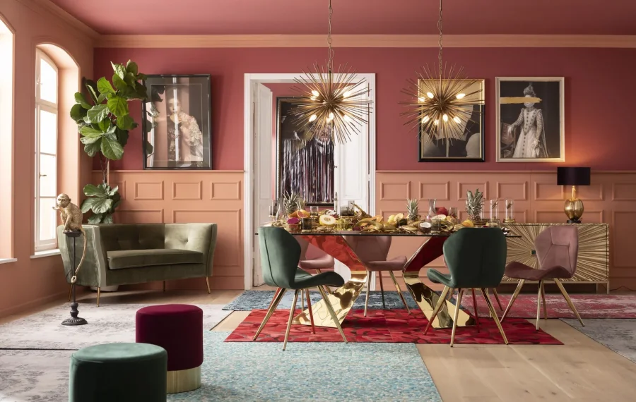 KARE DESIGN Gloria spisebord, rektangulr - klar glas og guld stl (200x100)