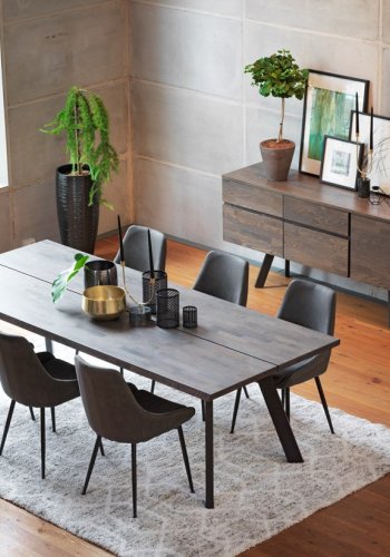 ROWICO Sierra spisebordsstol - mrkegrt stof/sort metalstel