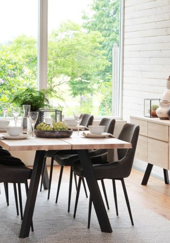 ROWICO Sierra spisebordsstol - brunt stof/sort metalstel 