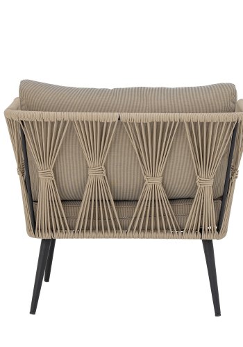 BLOOMINGVILLE Pavone udendrs loungestol, m. armln, beigebrune puder - lysebrun reb/sort metal