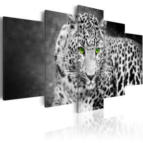 ARTGEIST billede trykt p lrred - Leopard i sort/hvid, 5-delt - Flere strrelser