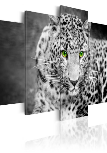 ARTGEIST billede trykt p lrred - Leopard i sort/hvid, 5-delt - Flere strrelser