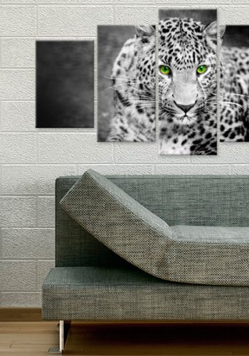 ARTGEIST billede trykt p lrred - Leopard i sort/hvid, 5-delt - Flere strrelser