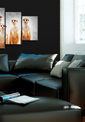 ARTGEIST billede trykt p lrred - Meerkats, 5-delt - Flere strrelser