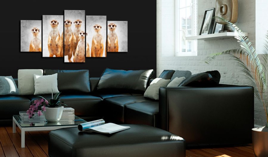ARTGEIST billede trykt p lrred - Meerkats, 5-delt - Flere strrelser