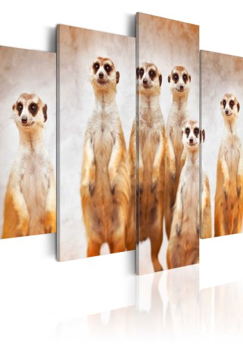 ARTGEIST billede trykt p lrred - Family of meerkats, 5-delt - Flere strrelser