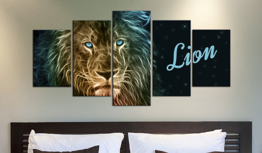 ARTGEIST billede trykt p lrred - Golden Lion, 5-delt - Flere strrelser