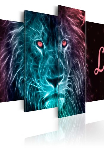 ARTGEIST billede trykt p lrred - Neon Lion, 5-delt - Flere strrelser