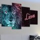 ARTGEIST billede trykt p lrred - Neon Lion, 5-delt - Flere strrelser