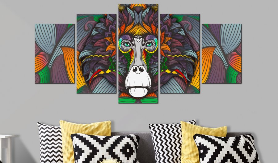 ARTGEIST billede trykt p lrred - Philosopher of the Jungle, 5-delt - Flere strrelser