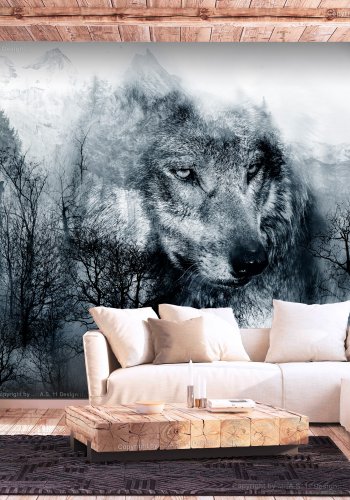 ARTGEIST Fototapet - Mountain Predator (Black and White) ulv (flere strrelser)