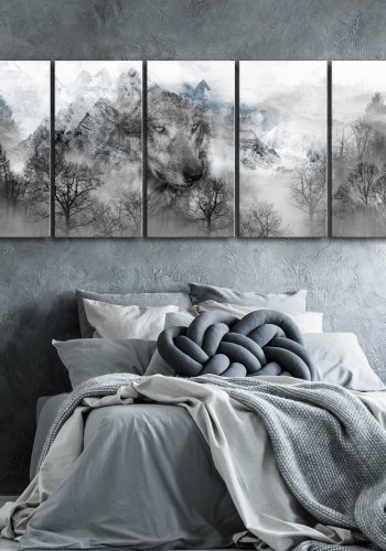 ARTGEIST billede trykt p lrred - Mountain Wolf, 5-delt - Flere strrelser