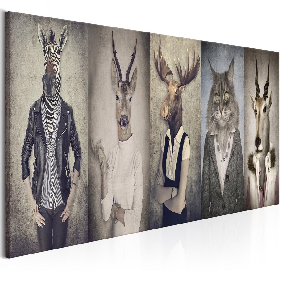 ARTGEIST billede trykt p lrred - Animal Masks, 5-delt - Flere strrelser