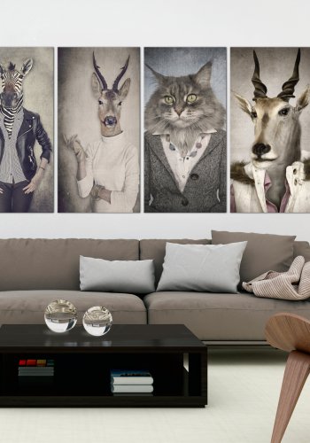 ARTGEIST billede trykt p lrred - Animal Masks, 5-delt - Flere strrelser