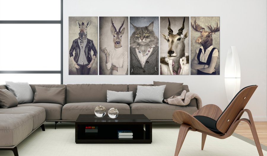 ARTGEIST billede trykt p lrred - Animal Masks, 5-delt - Flere strrelser