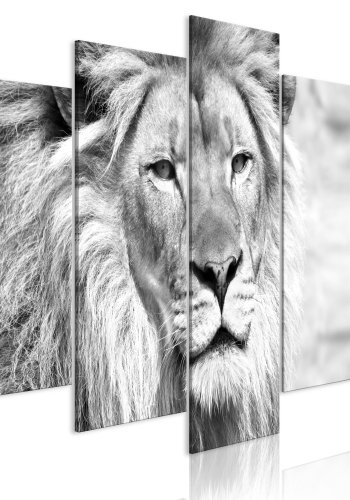 ARTGEIST billede trykt p lrred - The King of Beasts sort/hvid, 5-delt - Flere strrelser