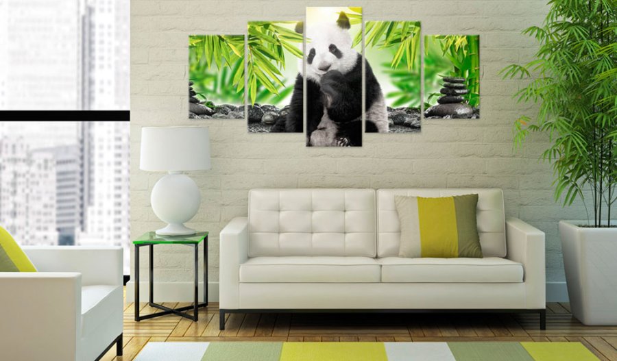 ARTGEIST billede trykt p lrred - Sweet Little Panda, 5-delt - Flere strrelser