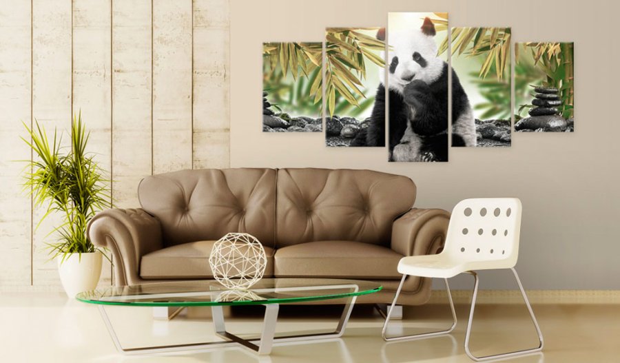 ARTGEIST billede trykt p lrred - Cute Panda Bear, 5-delt - Flere strrelser