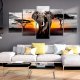 ARTGEIST billede trykt p lrred - Elephant at Sunset, 5-delt - Flere strrelser