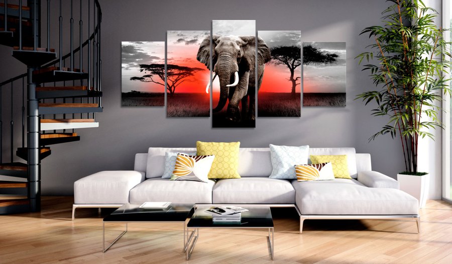 ARTGEIST billede trykt p lrred - Lonely Elephant, 5-delt