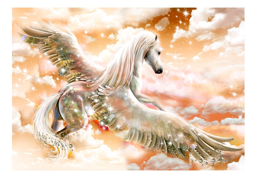 ARTGEIST Fototapet - Pegasus (Orange), orange Pegasus (flere strrelser)