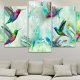 ARTGEIST billede trykt p lrred - Colourful Hummingbirds grn, 5-delt - Flere strrelser