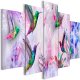 ARTGEIST billede trykt p lrred - Colourful Hummingbirds Violet, 5-delt - Flere strrelser