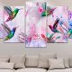 ARTGEIST billede trykt p lrred - Colourful Hummingbirds Violet, 5-delt - Flere strrelser