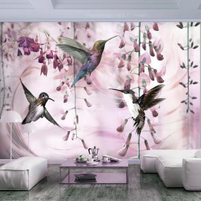 ARTGEIST Fototapet - Flying Hummingbirds (Pink), lyserde kolibrier (flere strrelser)