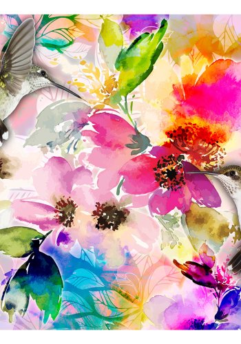 ARTGEIST Fototapet - Colours of Nature, farverig natur og kolibri (flere strrelser)