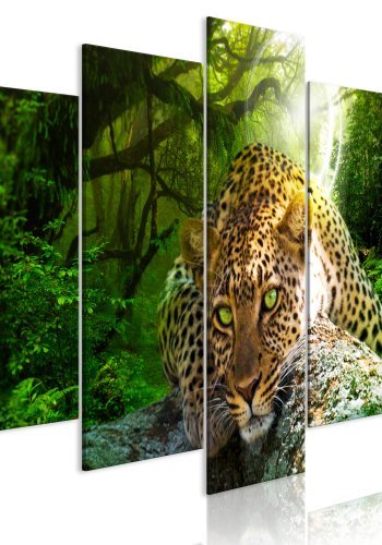 ARTGEIST billede trykt p lrred - Leopard Lying in Green, 5-delt - Flere strrelser