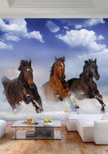 ARTGEIST Fototapet - Horses in the Snow, 3 heste i sneen (flere strrelser)